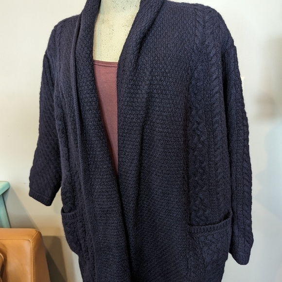 Aran Crafts 100% Merino Wool Open Front Cardigan Sweater Sz XXL Made In Ireland - Picture 12 of 17